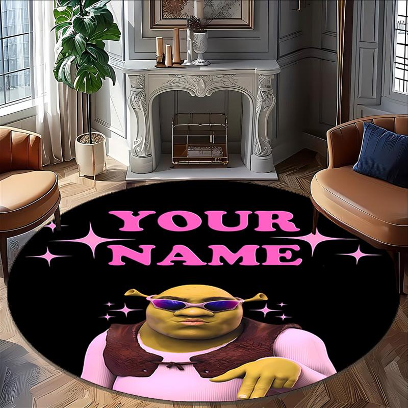 Customizable S-Shrek1 Round Non-Slip Carpet - Ideal for Garden, Picnic, Office, Perfect for Decoration, Suitable For All Seasons
