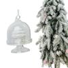 Glass Christmas Tree Ornament - White and Silver Cupcake In Glass 7.5 Cm