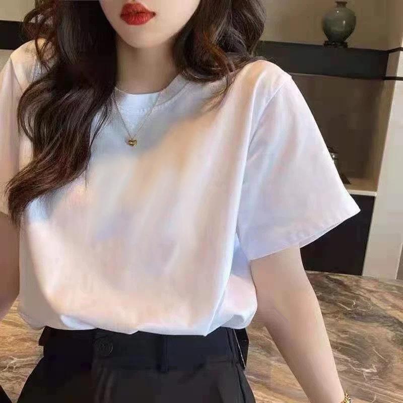 Cotton Short-sleeved T-shirt Women's New Fashionable Versatile Foreign-looking Thin Top Summer