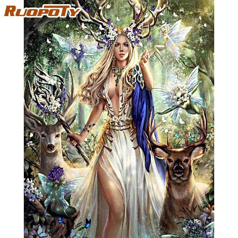 RUOPOTY Безрамные животные DIY картина по номерам наборы масляной живописи ручной работы акриловая картина холст картина для уникального подарка настенная художественная картина