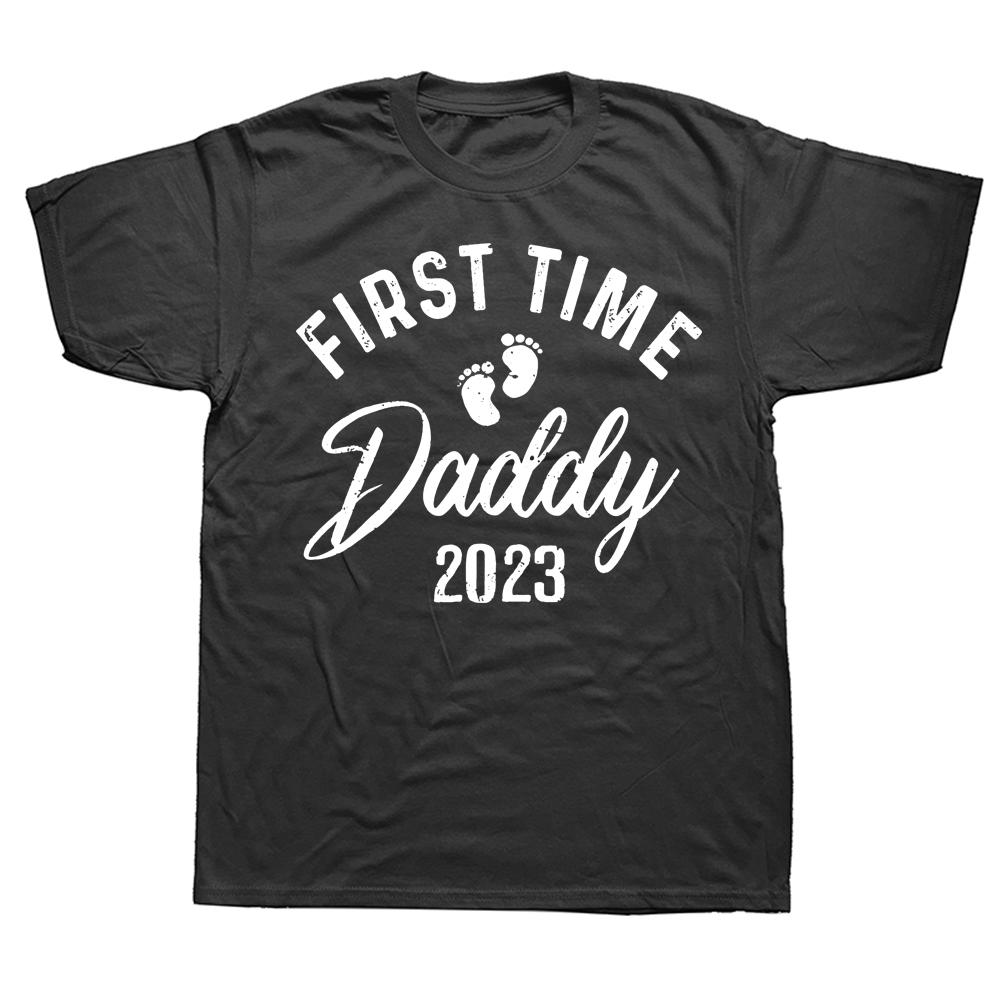 Novelty Promoted To Daddy Est First Time Dad Fathers Day T Shirts Streetwear Short Sleeve Birthday Gifts Summer Tshirt
