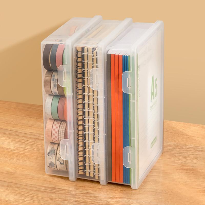 Товары для дома и офиса Коробка для хранения документов Многофункциональная настольная коробка большой емкости для бумаги формата А4 Прозрачная пластиковая коробка-органайзер