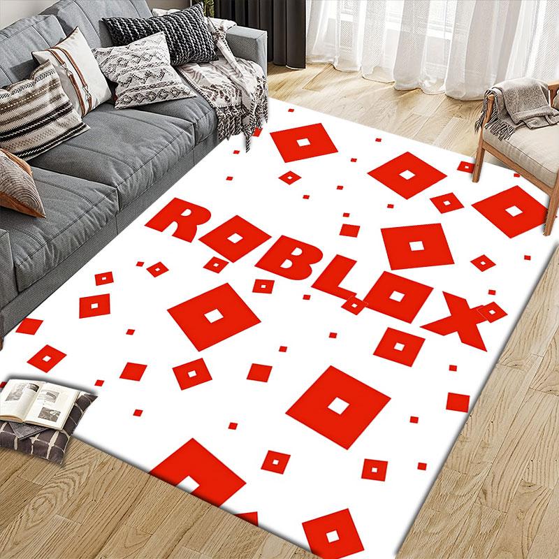 Розовый клетчатый ковер Roblox, Декор для дивана в гостиной и спальне, Нескользящий игровой фланелевый коврик для игровой комнаты