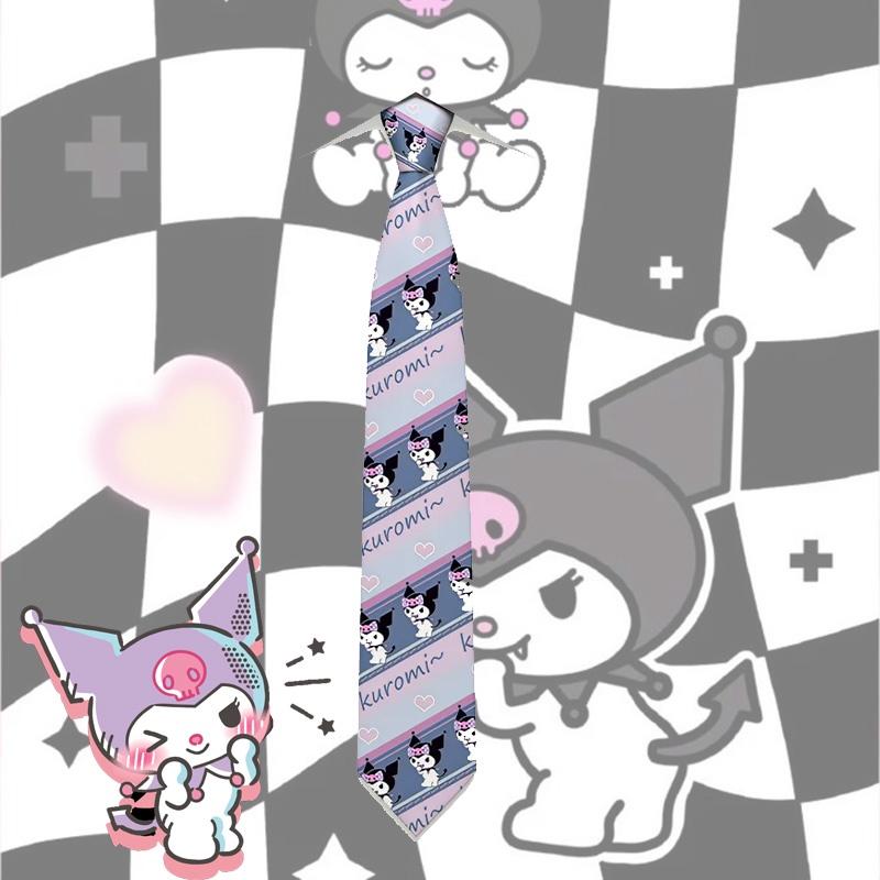 Trendy Arrowhead Type Tie With Kuromi And Sanrio Stripes