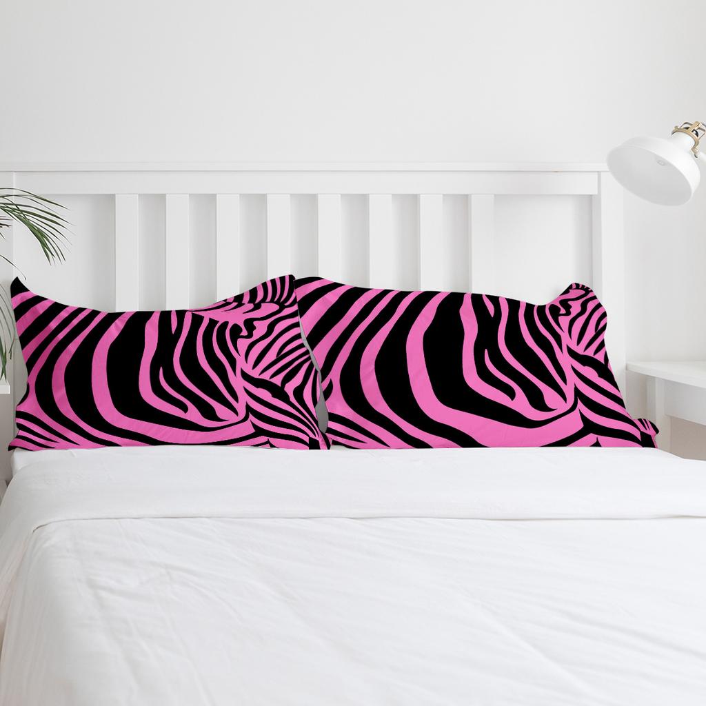 Zebra Stripes Black Pink Bedding Set 3pcs Boys Girls Duvet Cover Pillowcase Kids Adult Quilt Cover Double Bed Set Home Textile