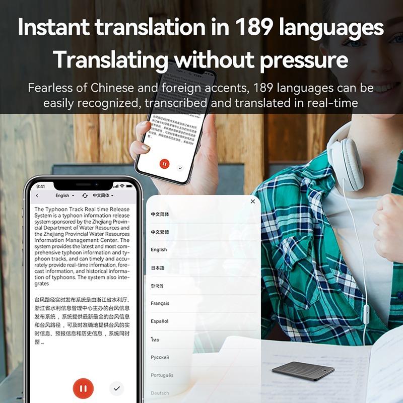 ChatGPT-4 AI Voice Recorder 189 Language Translations Noise Reduction Intelligent Voice Recorder for International Exchange