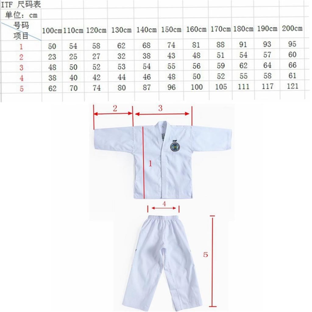 LanBuff Тхэквондо Каратэ Комплект и Штаны Размеры Белая Форма, 100% Хлопок, 3 Предмета (Топ + Пояс), унисекс, (90-190см), 170 см,