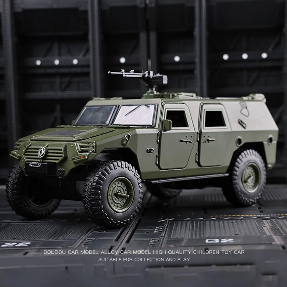 1/28 масштаб Dongfeng Warriors, литая под давлением модель автомобиля из сплава в стиле милитари, игрушечный грузовик с откатным механизмом со звуком и светом для детей и взрослых, подарочная коллекция