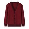 Middle-aged & Elderly Couples' Red Wool Cardigan - Year of the Rat Theme, Plus Size Warmth for Women.