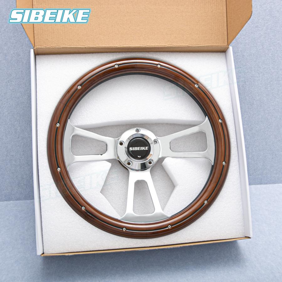 JDM 14" Real Wood Polished Muscle Steering Wheel 5 Bolts Vintage Retro Car Steering Wheel Universal
