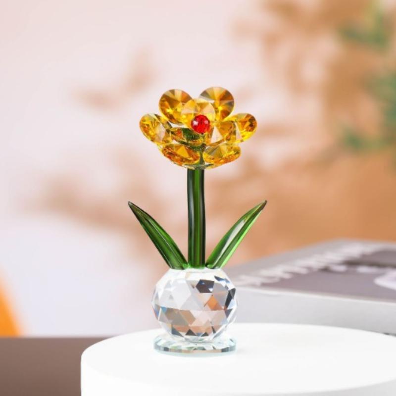Розовый бриллиант Подсолнух Кристалл Статуэтки оригинальный Дом Роскошь Ремесла креативный Рабочий стол Украшения Подарки Эстетика Спальня Диван Рядом Миниатюры