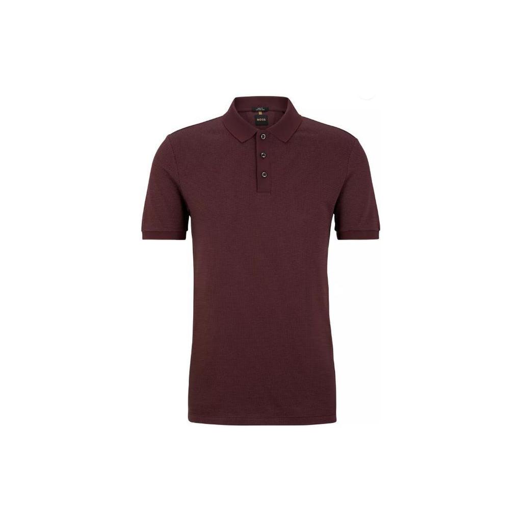 HUGO BOSS Polo Shirts Men's Dark Red Polo Collar Moderate Straight Fit 50486197-601