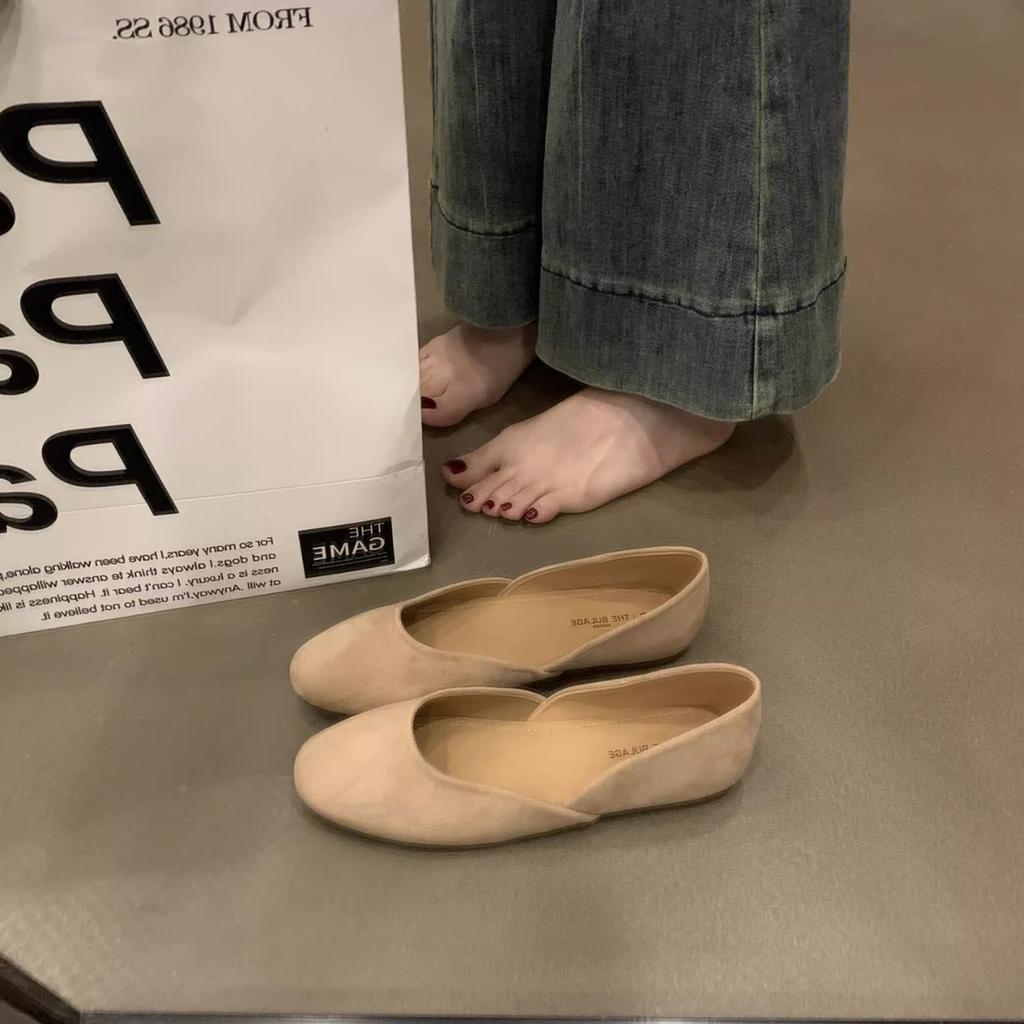 Soft Leather Version Suede Retro Soft Sole Mary Jane Shoes Women's New White Light Mouth Small Red Shoes Versatile with Skirt Single Shoes