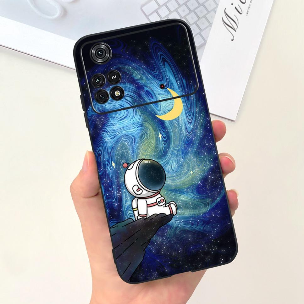 For Xiaomi Poco M4 Pro 4G Case Little Daisy Astronaut Pattern Soft Silicone Covers For Xiaomi Poco M4Pro 6.43"Bumper Phone Cases