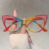 Colorful Trends Bling Frame Women Popular Fashion Cat Eye Anti Blue Light Eyeglasses Stylish Brand Decoration Photo Ladies Glasses