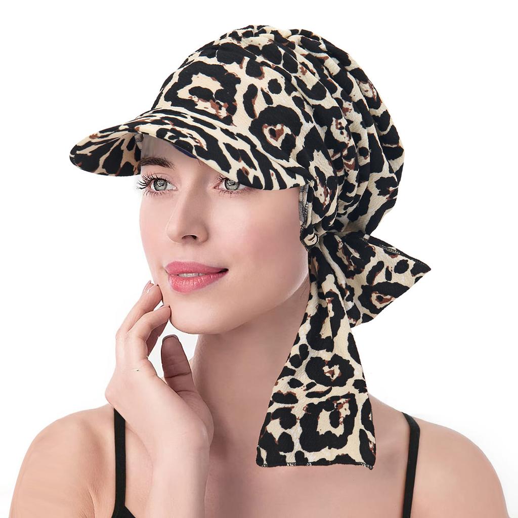 Women Muslim Hijab Cap Brim Print Turban Bonnet Ladies Headscarf Hat Wrap Hat