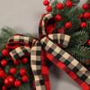 Pre-Lighted Christmas Swag with Ribbon Bow Red Berries for Mailbox,Front Door,Window,Outdoor Stair Decoration(2PACK)