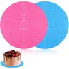 2Pcs Silicone Cake Mat,12 Inch Round Baking Mat with Measurements Reble Turntable Pastry Mats for Rolling Out Dough Cake Pizza and Cookies