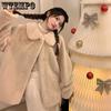 Рождественские теплые осенне-зимние женские толстые плюшевые пальто с отложным воротником большого размера ветрозащитные утепленные куртки из искусственного меха