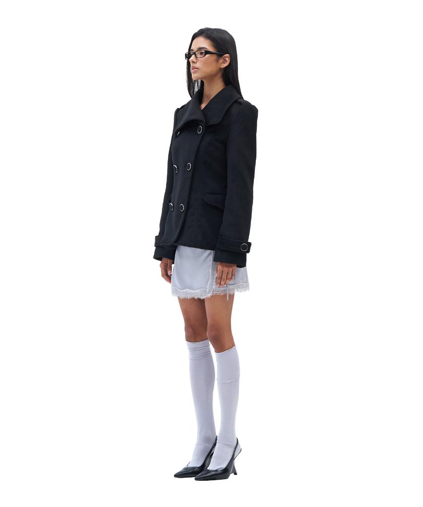 HILLDA Wide Lapel Brushed Jacket [Black]