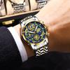 BINBOND Luxury Man Watch Waterproof Luminous Chronograph Date Men Watch Stainless Steel Quartz Men's Watches