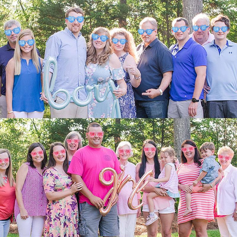 Команда Мальчик Команда Девочка Очки Раскрытие пола ребенка Декорации для вечеринки Подарок для гостя Очки в форме сердца Розовые Голубые Очки Фотобутафория