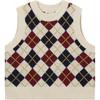 Levis Diamond Check Slim Fit Comfortable Knit Vest Women Tops Red Blue A8506-0000