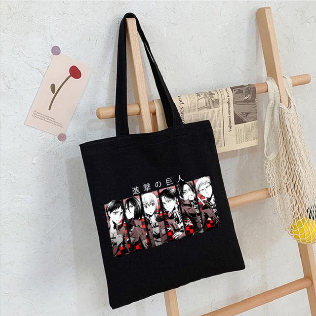 Холщовая сумка в стиле аниме «Атака Титанов» в стиле Харадзюку, в стиле панк, в готическом стиле, большая вместительная женская сумка, винтажная сумка, классическая сумка на плечо
