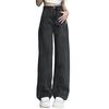 Women Jeans High Waist Button Zipper Closure Vintage Loose Fit Pockets Straight Wide Leg Streetwear Pants Daily Wear Long Trousers