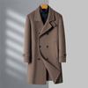 High-end Men's Woolen Coat Double-breasted Fashionable Woolen Windbreaker Long Middle-aged Casual Suit Jacket for Men