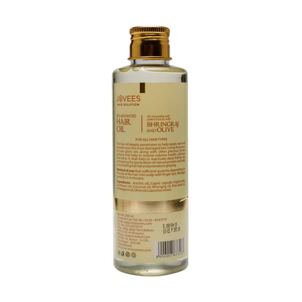 Jovees Herbal Bringraj Olive Bio Advanced Hair Oil For Dry Damaged Hair Nourishes Scalp 200ml