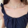 Unique Bowknot Pendant Necklace Fashion Beaded Necklace Elegant Necklace Alloy Texture Suitable for Daily Party Wear