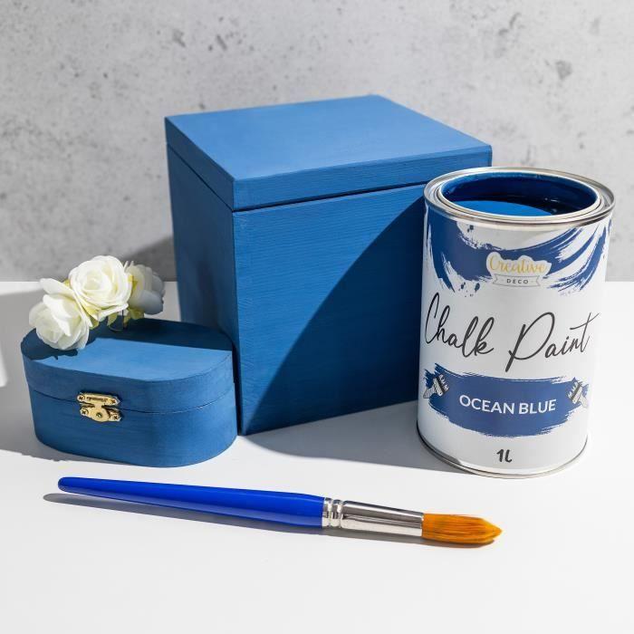 Peinture à la Craie Bleu Océan - CREATIVE DECO - 1L - Mat et Lavable