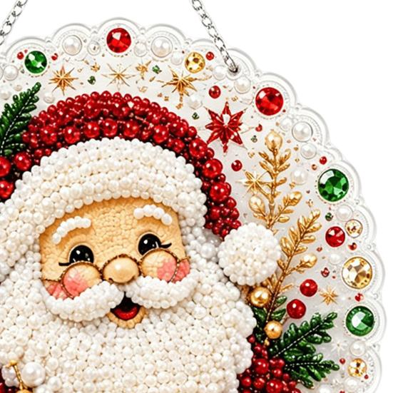Acrylic Hanging Ornaments Christmas Rhinestone Painting Kit, DIY Wreath Art Craft for Adults, Double Kit Adults Sided Window Ornament, Gem Board Wall