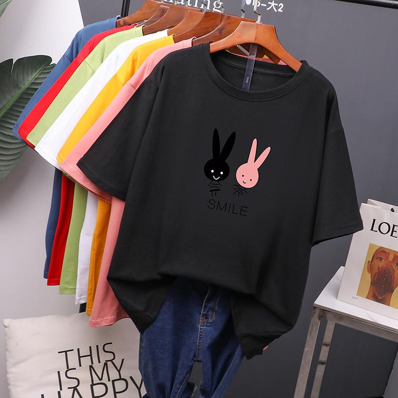 Hirsionsan хлопковая футболка с мультяшным принтом, женские новые популярные корейские футболки Kawaii с короткими рукавами, футболки с круглым вырезом, повседневные топы для девочек