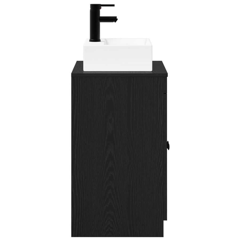 Bathroom Furniture Set Black Oak Engineered Wood