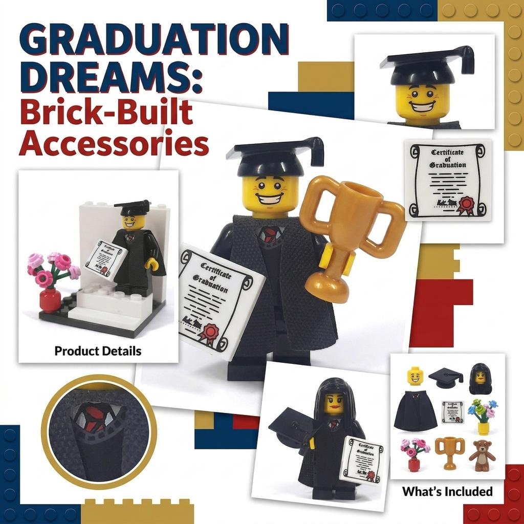 Miniature Building Block Accessories, Graduation Gowns, Doctoral Caps, Cloaks, Decorative Toys
