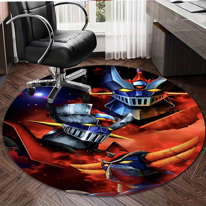 1pc UFO Robot Grendizer8 Design Printed Area Round Carpet for Bedroom Living Room Home Decor Rugs Mat Non Slip Mat Rug for Bedside