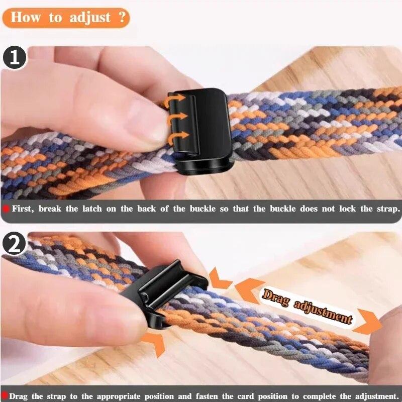 Magnetic Nylon Strap Adjustable Buckle for Apple Watch Strap Ultra2 49mm 45mm 44mm 41mm 40mm 38mm Band for Apple Watch Band iWatch 9 8 7 6 5 4 3 2 SE