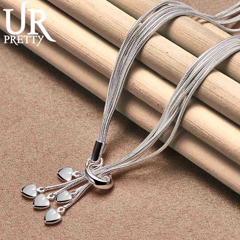 Ожерелье из стерлингового серебра 925 пробы с подвеской в виде пяти сердец и цепочкой в виде змеи, модные свадебные украшения