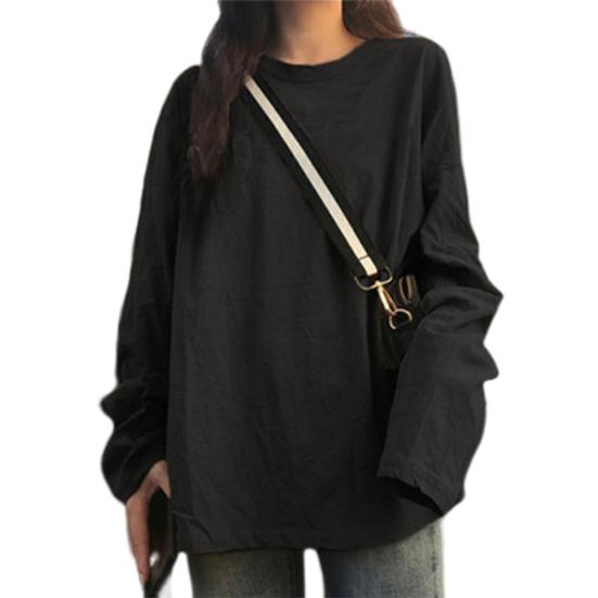 Женская нижняя рубашка с круглым вырезом, однотонная, с длинными рукавами, универсальная