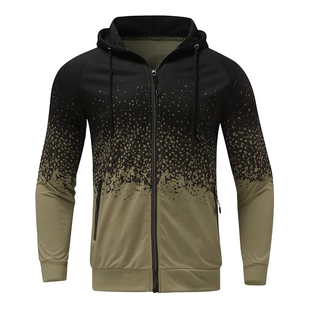 Мужская повседневная камуфляжная спортивная толстовка с длинным рукавом на молнии с капюшоном, куртка, пальто