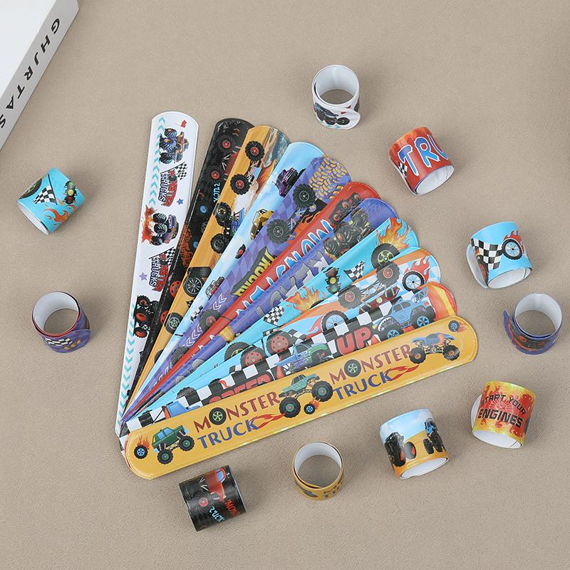 12Pcs Racing Car Slap Bracelets Kids Birthday Party Favors Pinata Filler Guests Gift Sport Themed Party Supplies Christmas Decor