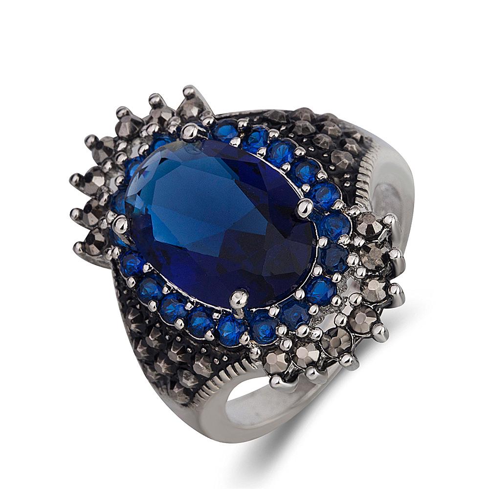 Серебряное ювелирное украшение Wish, ретро-кольцо с тайским драгоценным камнем: Преувеличенный дизайн Black Mine Red Pomegranate