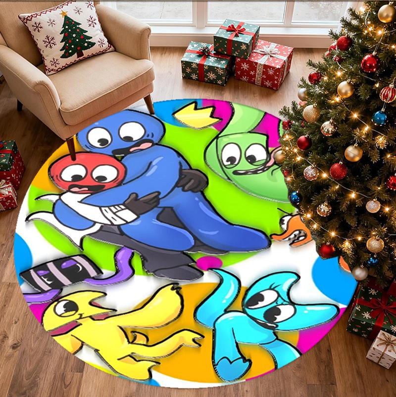Game Rainbow Friends Pattern Round Rug, Indoor/Outdoor Mat, for Picnic, Gameroom, Bedroom, Office, Living Room, Home Decor Carpet, Birthday Gift