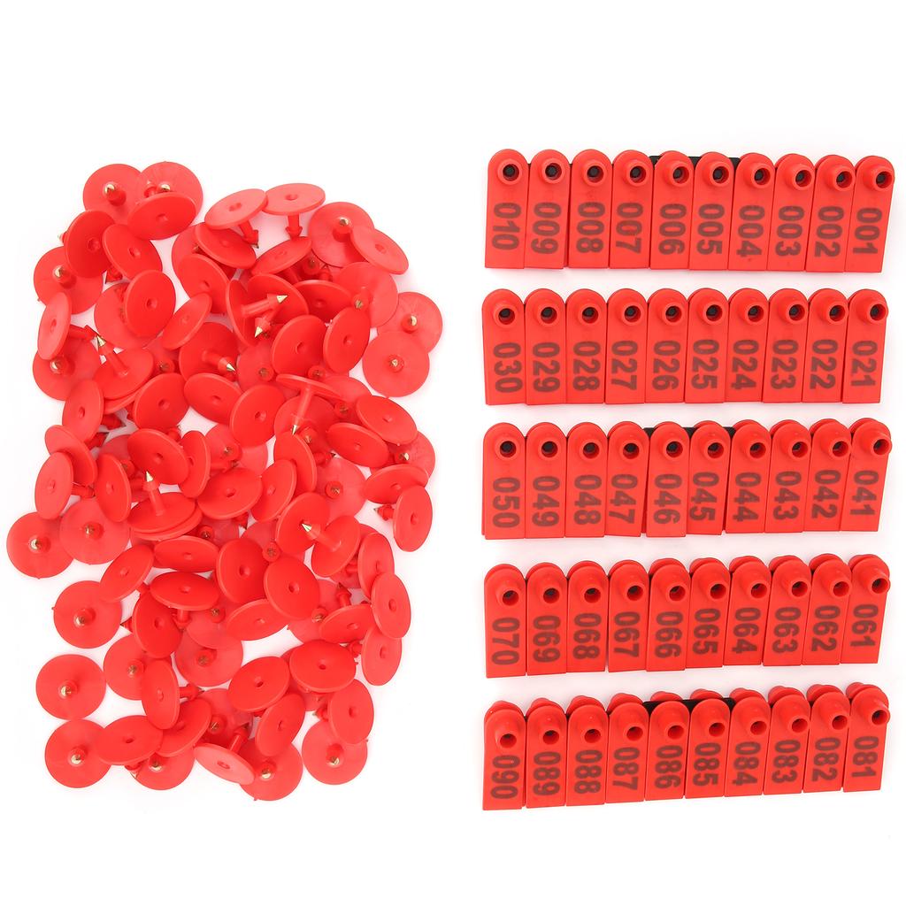 Pig Cattle and Sheep Ear Tag Farm Animal Indentification Card Goat Ear Label 100 PackRed