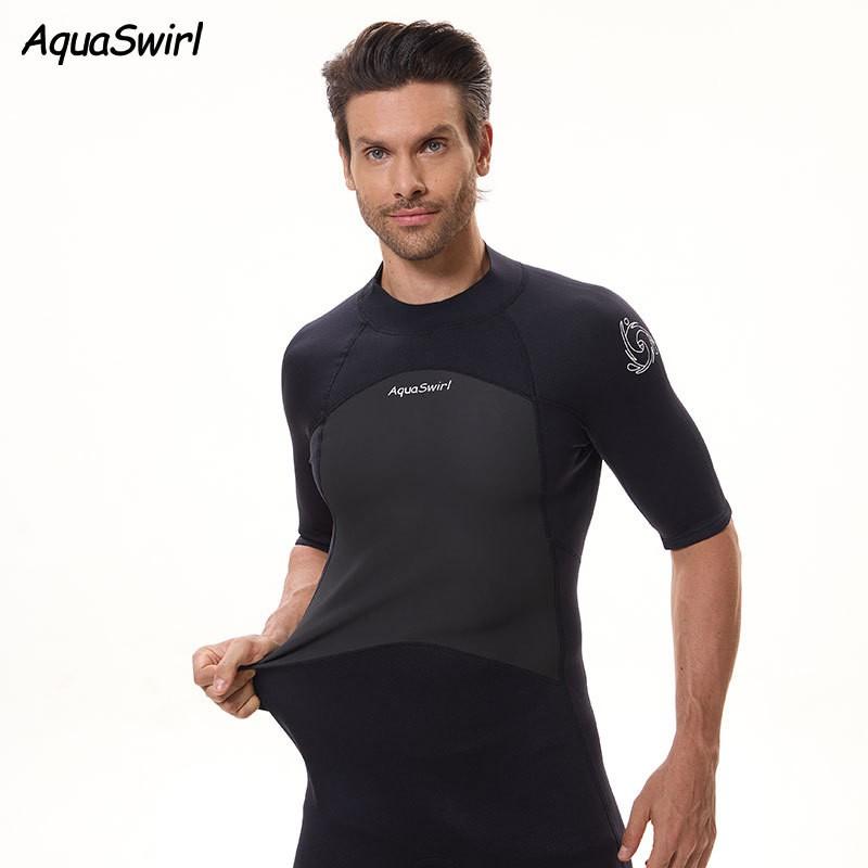 Mens Short Sleeve Wetsuit Snorkeling Surfing Swimming Quick Dry Neoprene Rash Guard Fall Winter