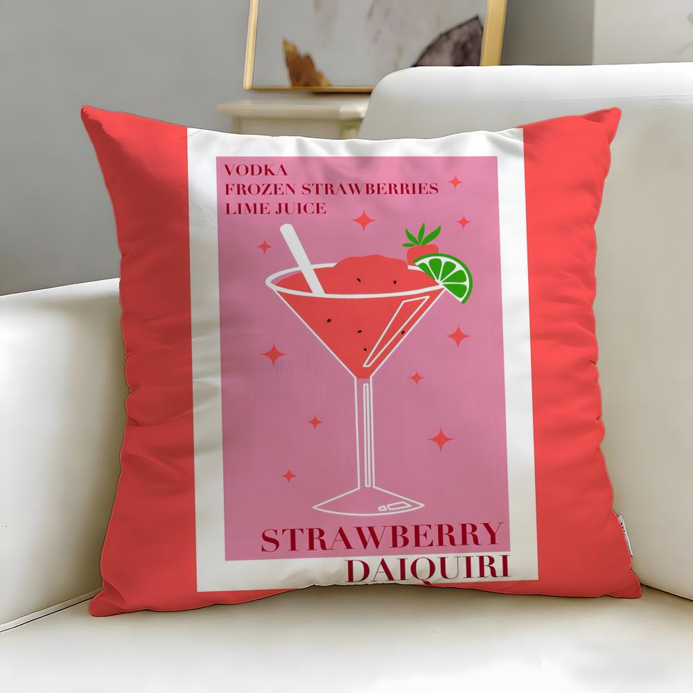 beverage theme Daiquiri Cocktail Cushion Cover Soft  EasyWash Pillow Case  Versatile for Couch Bed Travel and Office
