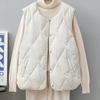 2025 Women's Round Neck Lightweight Quilted Cotton Vest - Sleeveless Autumn/Winter Innerwear