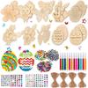 Wooden Easter Pendant for Painting, Pack of 264 Decorative Pendants Wooden Easter, Easter Crafts Wood, DIY Easter Pendant Wood Painting